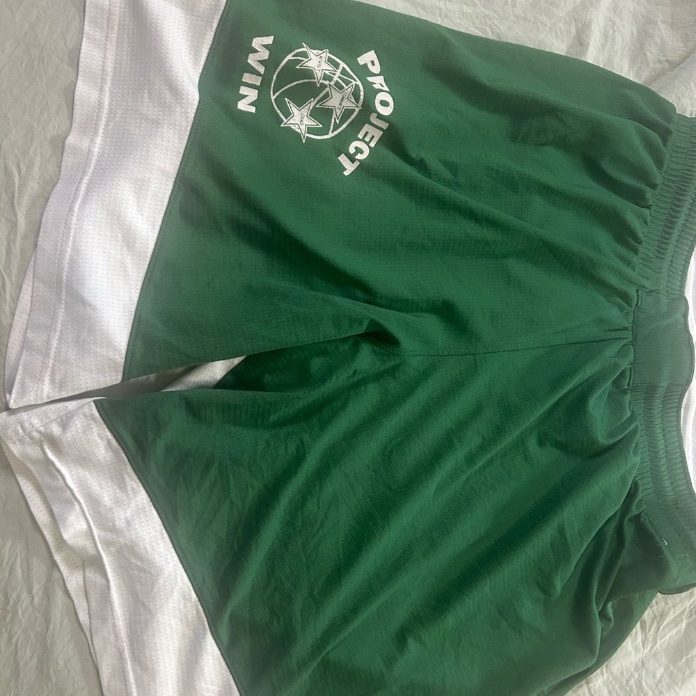 Green and White Nike Athletic Shorts